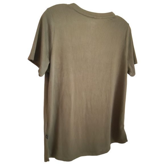 Gap Short Sleeve Tee Women's Sz M Olive Green V Neck Pull Over Soft Modal Blend - Picture 4 of 13